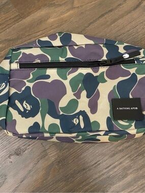 Bape Multicolor Camo Belt Bag in Green, Purple and Navy
